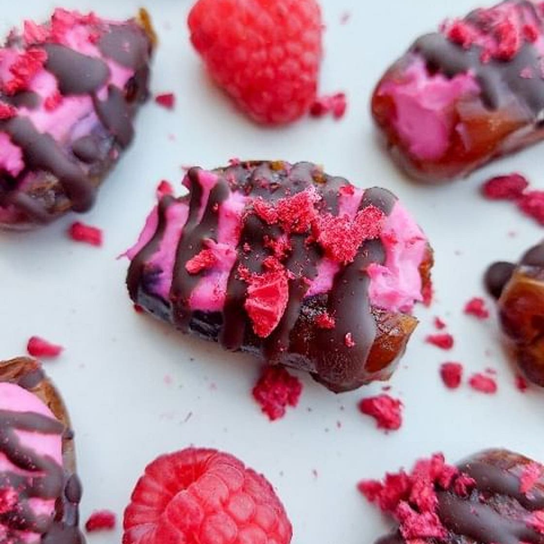 Raspberry Cheesecake Stuffed Dates