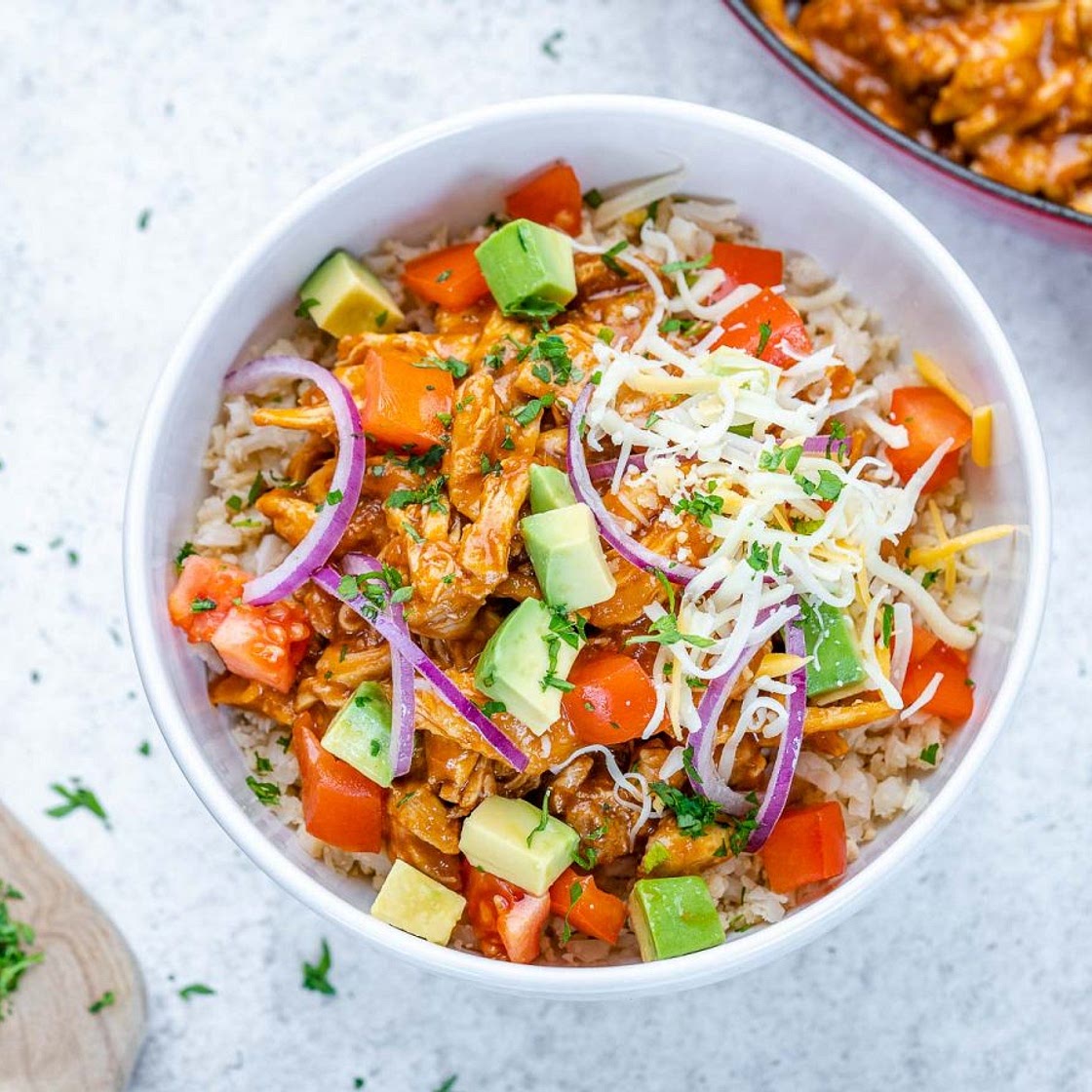 Chicken Enchilada Bowls with Cauliflower Rice