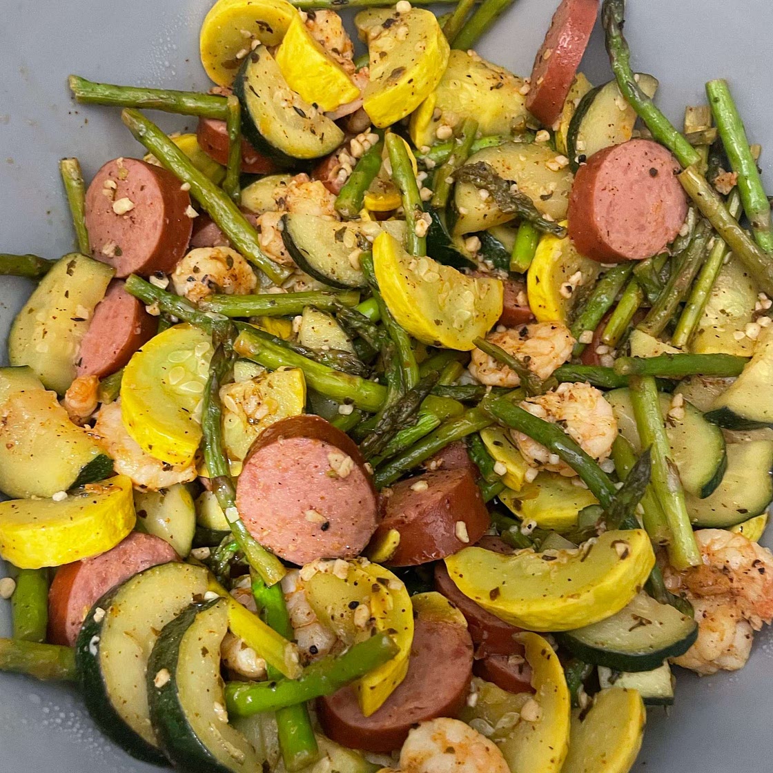 Cajun Shrimp and Sausage Vegetable Skillet