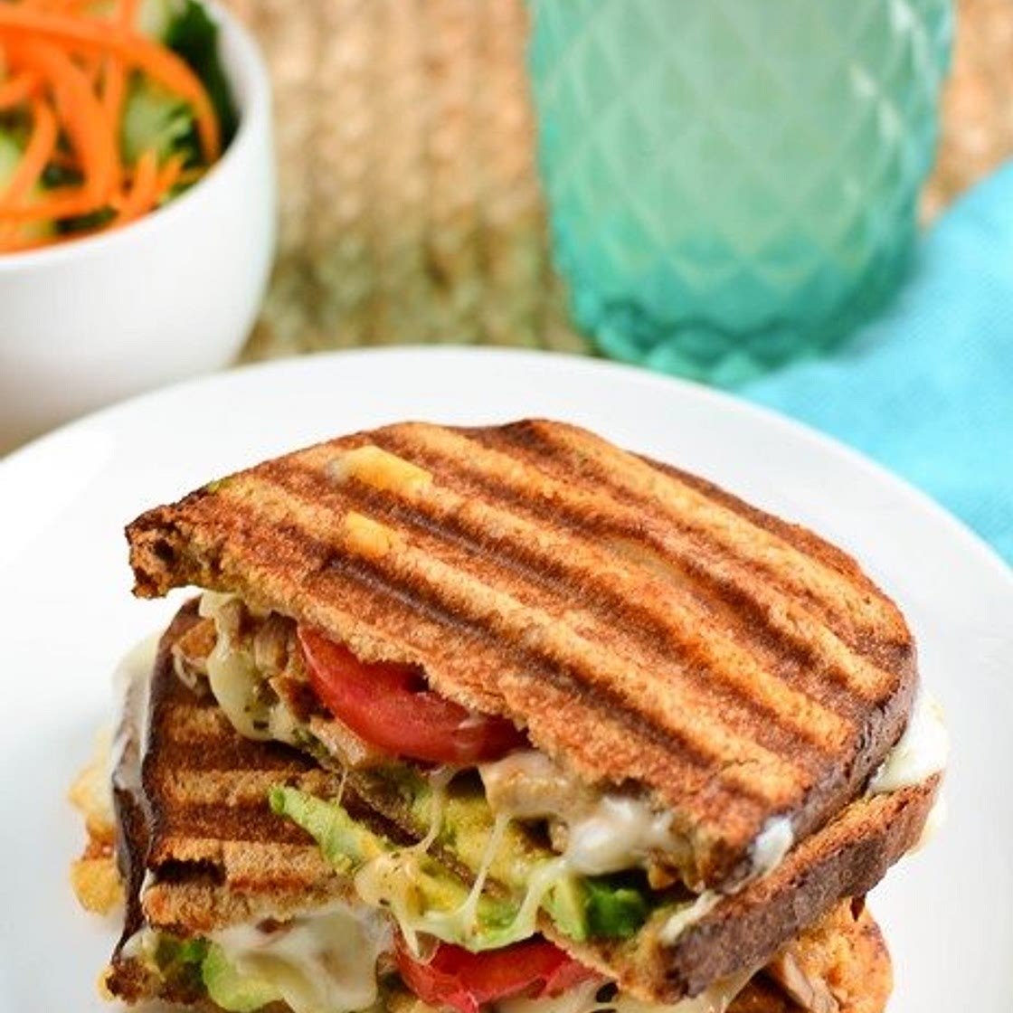 Grilled Chicken, Avocado, Tomato and Mozzarella Sandwich