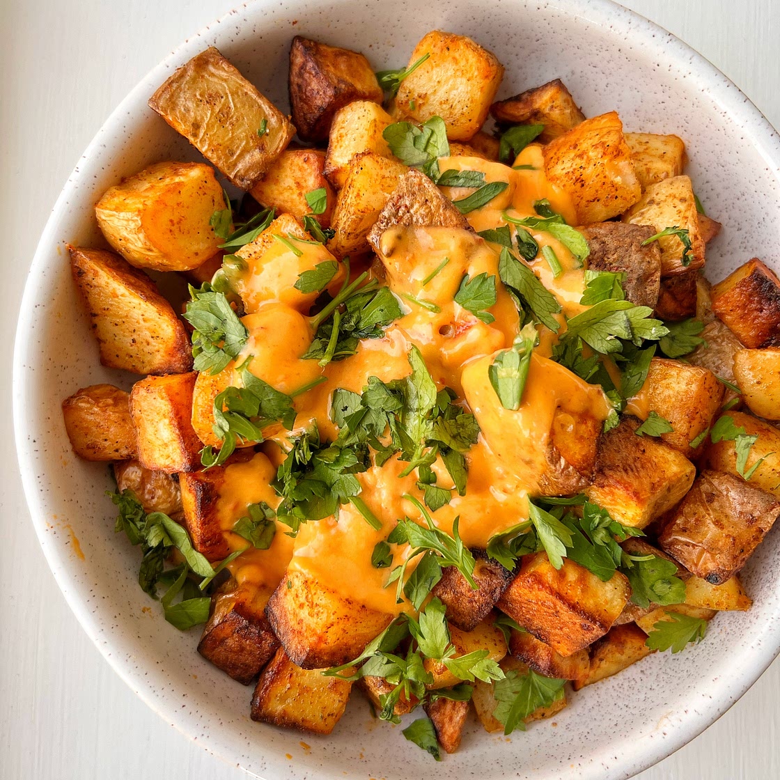 Patatas Bravas + Coconut Harissa Sauce