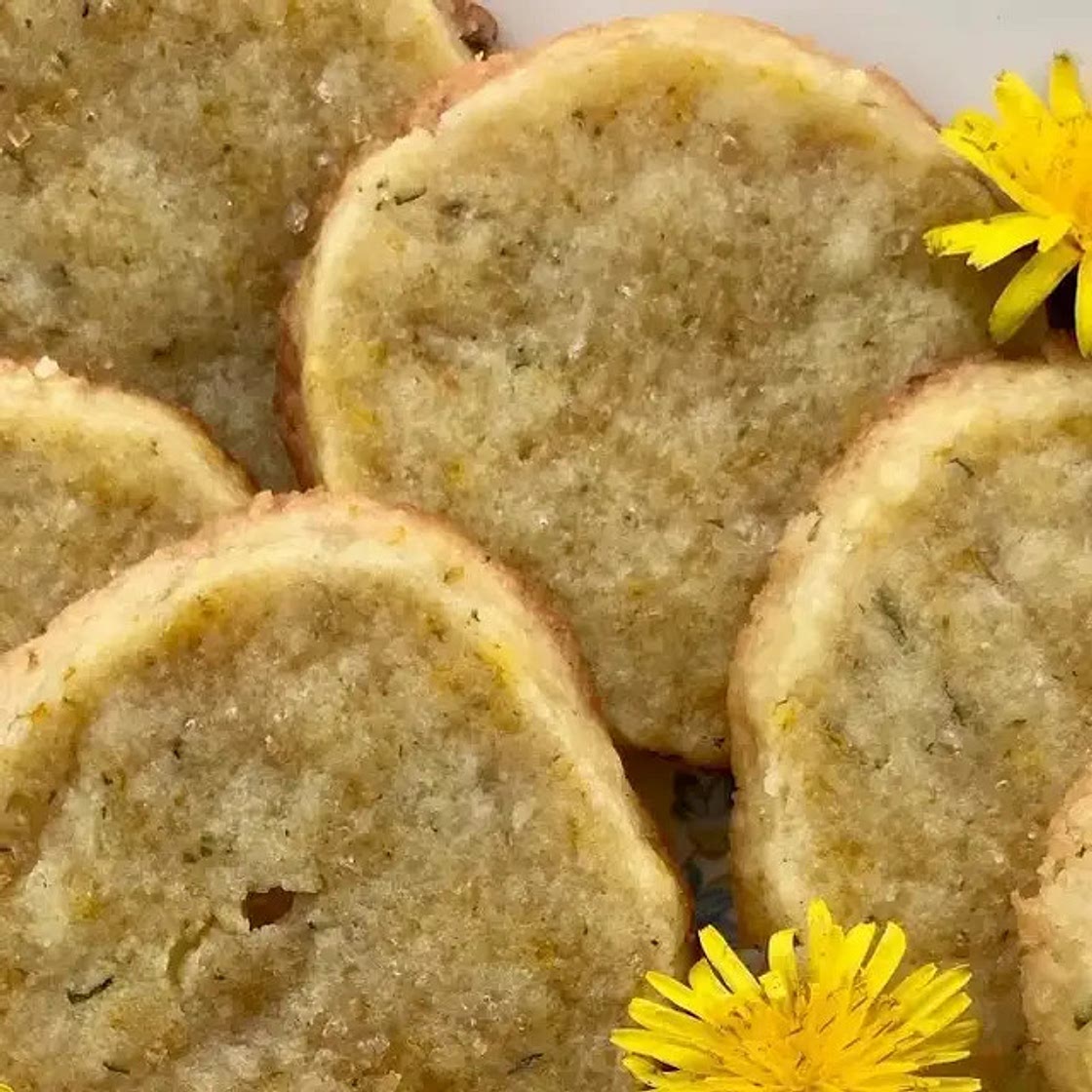 Honey Dandelion Shortbread Cookies