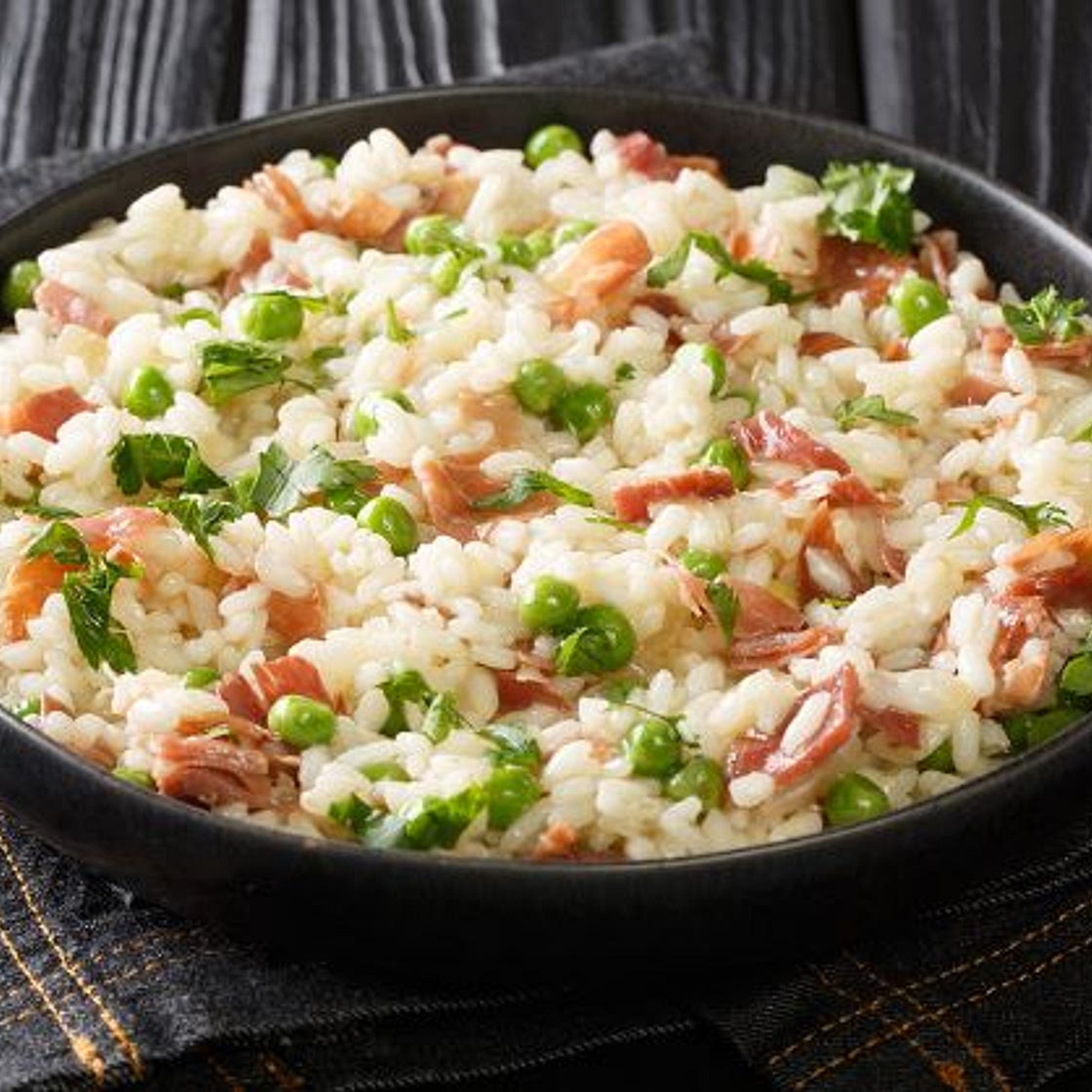Erbsen Schinken Risotto