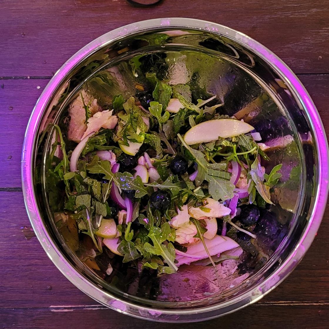 Blueberry, Mint, Arugula, Green Apple, Red Onion Salad
