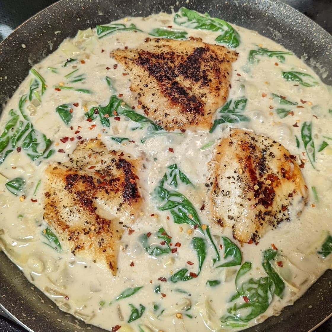 Creamy Spinach Artichoke Chicken Skillet (Paleo, Whole30, Keto)