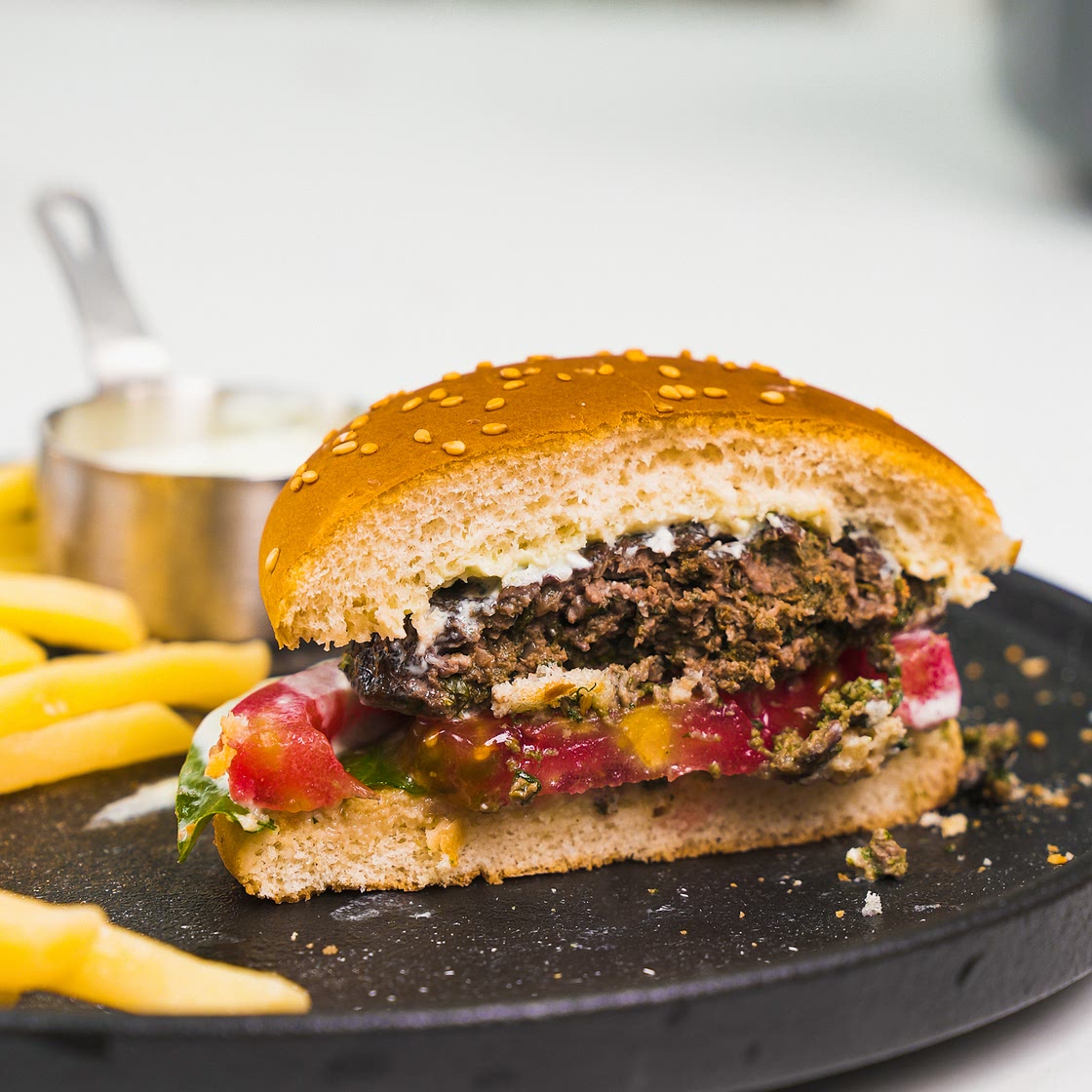 Weirdly Awesome Feta Spinach Hamburger
