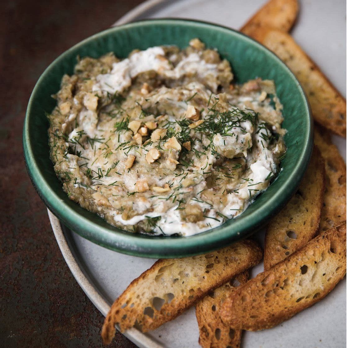 Roasted Eggplant with Dill, Yogurt, and Walnuts