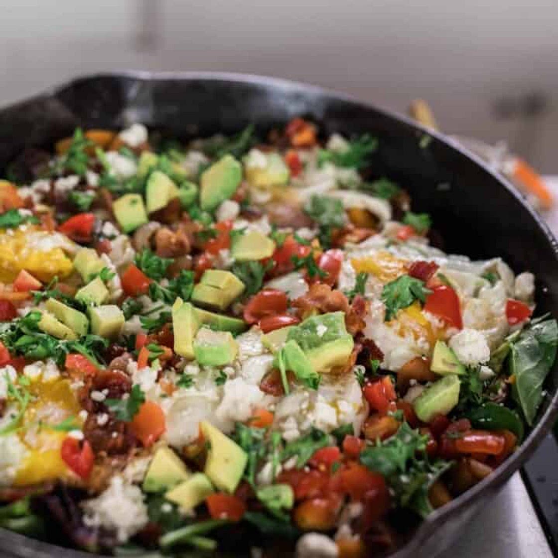 Vegetable Hash Recipe in a Cast Iron Skillet
