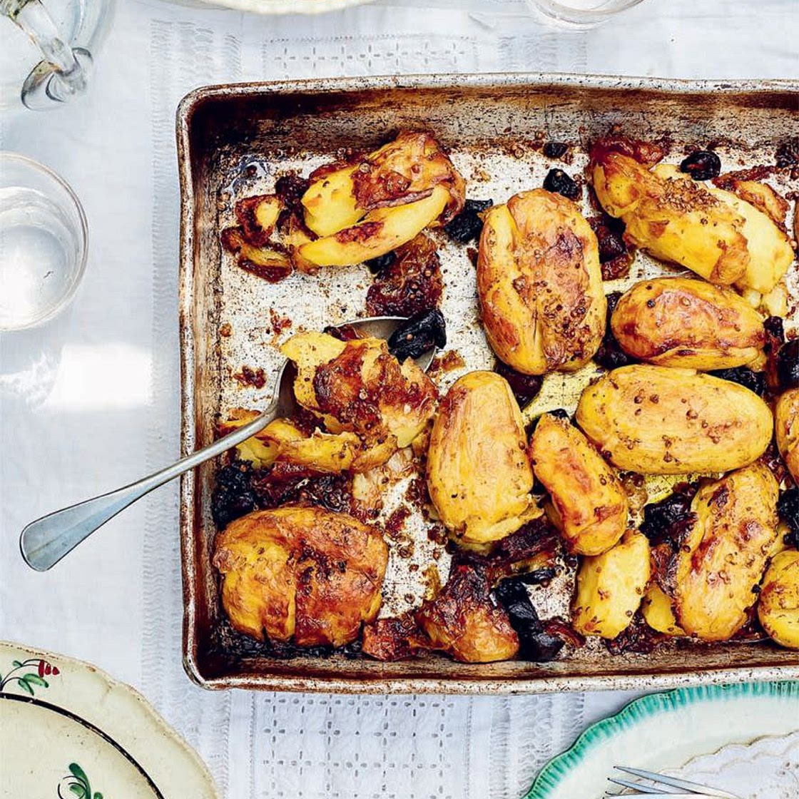 Crushed coriander and olive potatoes