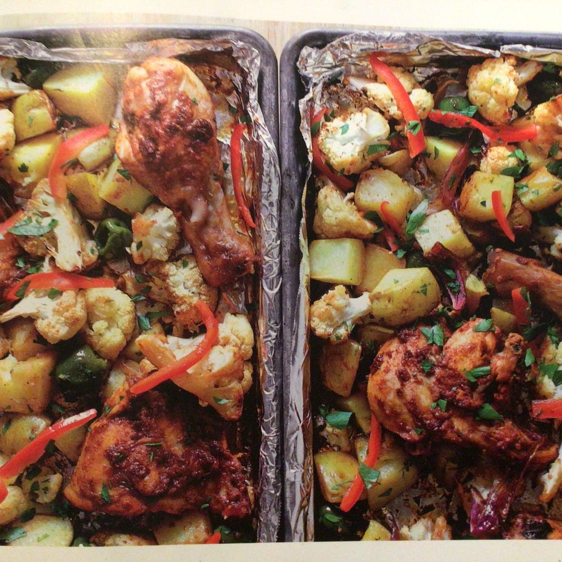 Smoky Sheet pan chicken with cauliflower