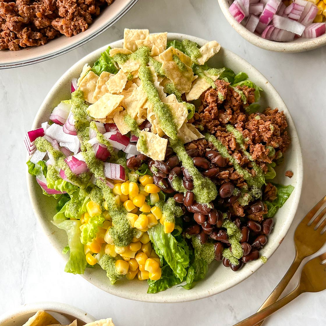 The Best Vegan Taco Salad (with plant based meat!)