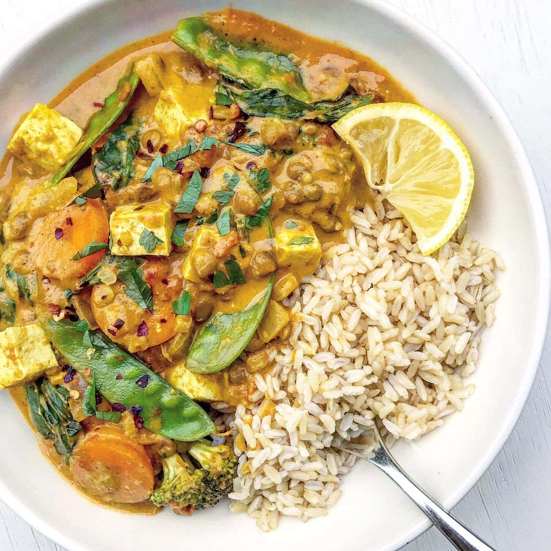 Creamy Coconut, Brown Lentil & Vegetable Curry