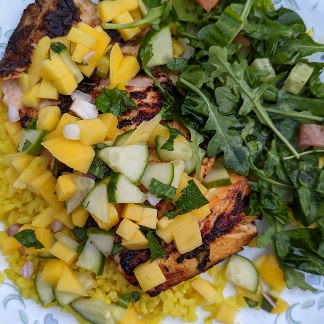 Grilled Salmon Recipe with Mint Mango Salsa