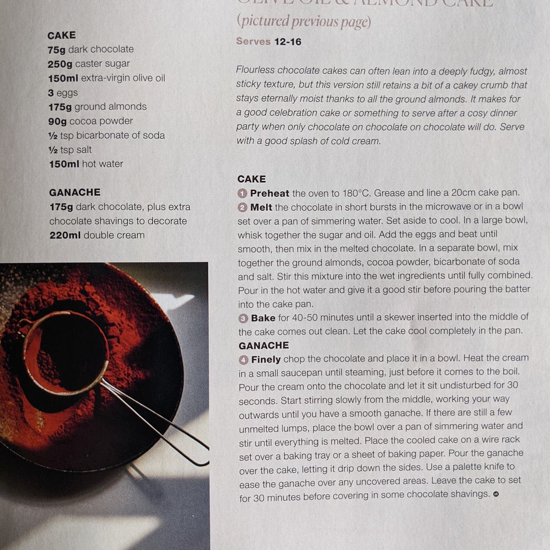 Flourless Chocolate, Olive oil and Almond cake