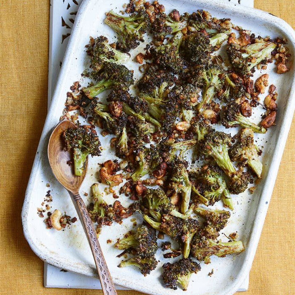 roasted mAlAi broccoli with cashew & cArdAmom