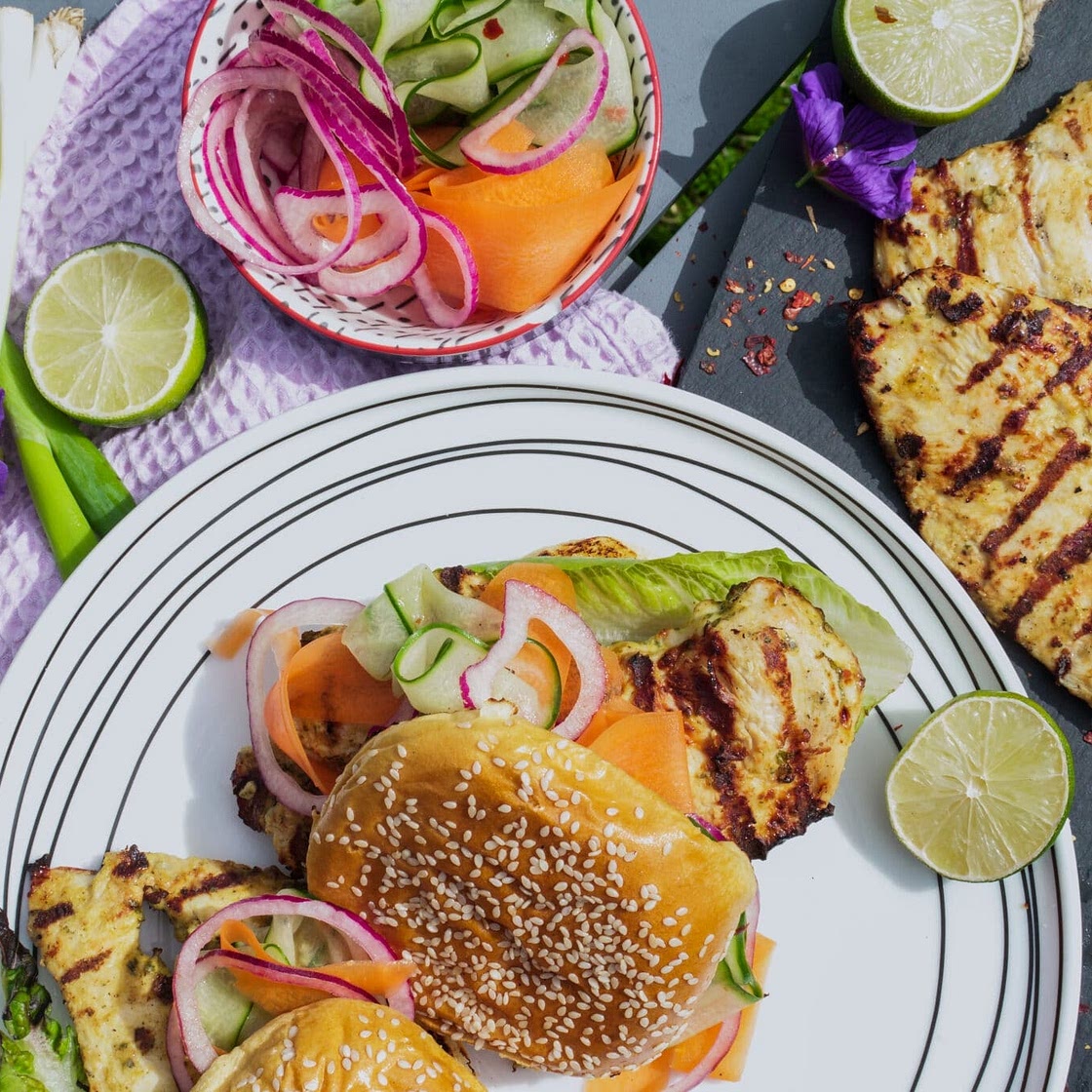 Thai Chicken Burger with Pickled Asian Vegetables by Pureety