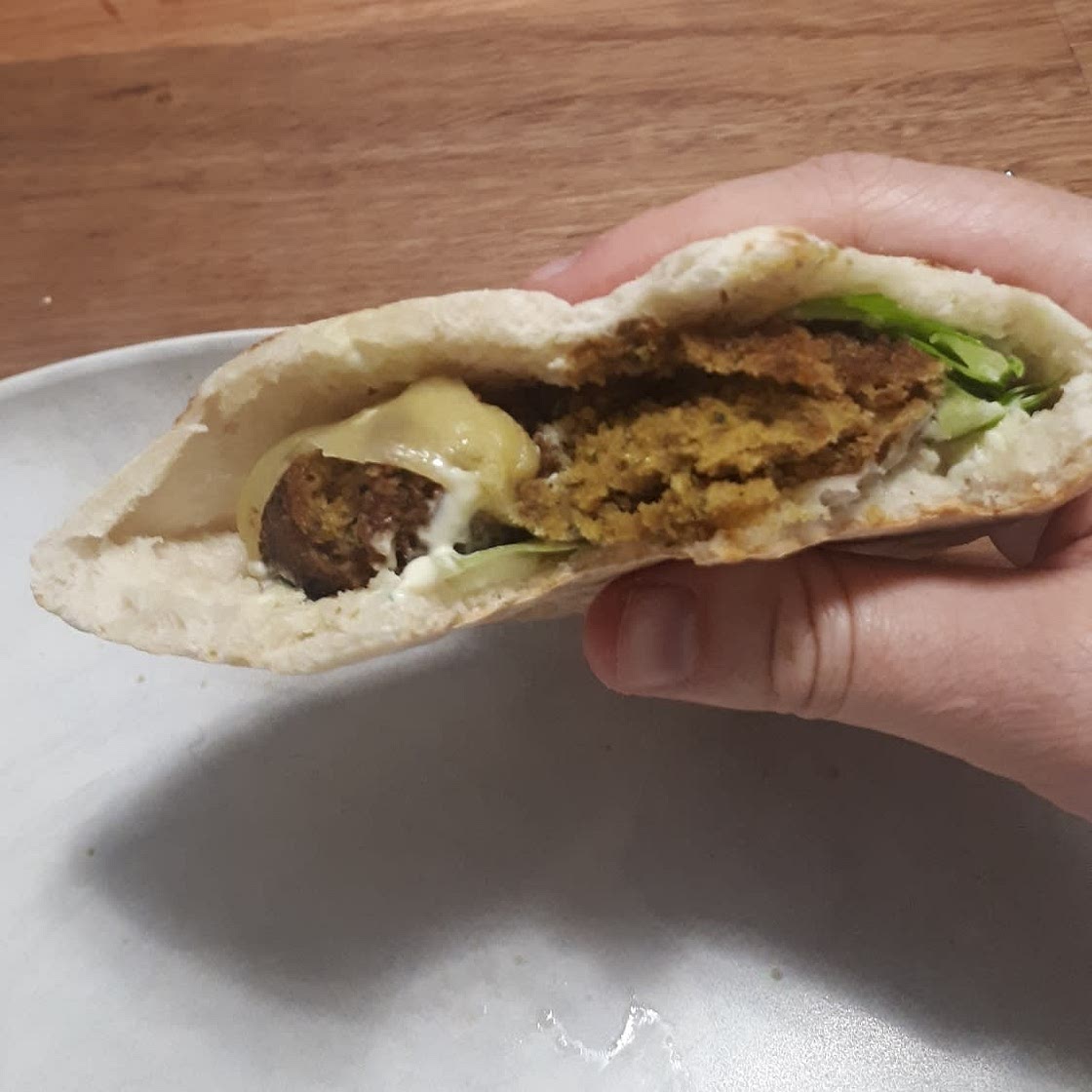 Crispy Sesame Falafel Melts with Garlicky Green Tahini