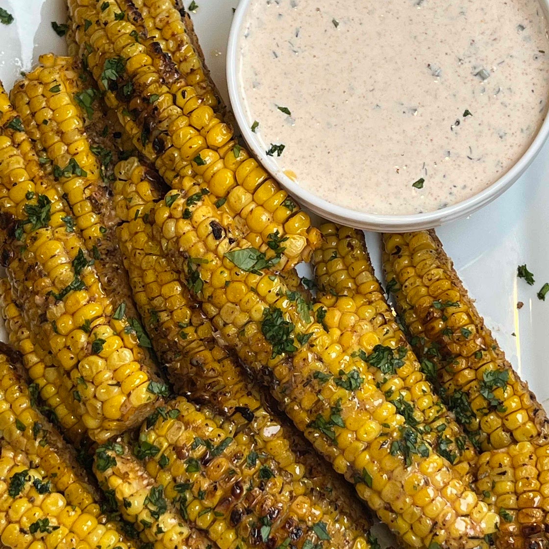 Cajun Corn Ribs with Cajun Ranch Dipping Sauce 