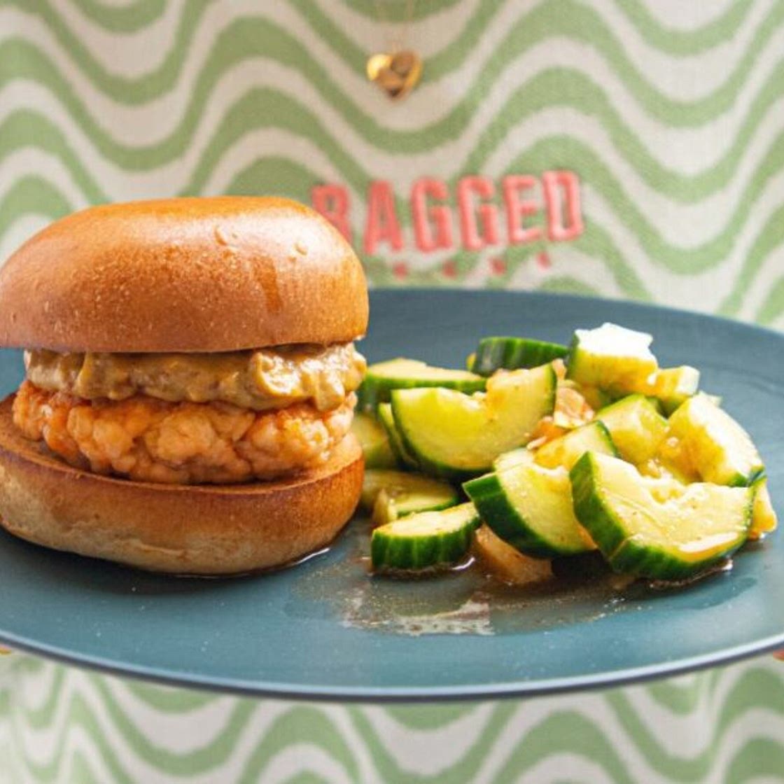 Peanut Butter Salmon Burgers with Smashed Cucumber Salad – Sorted
