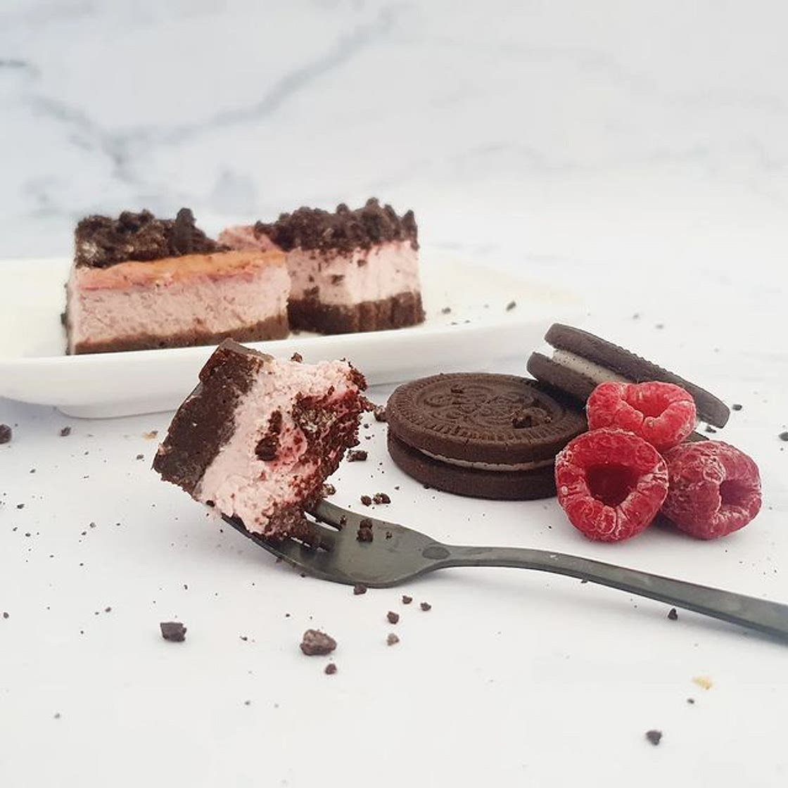 Oreo frambozen cheesecake