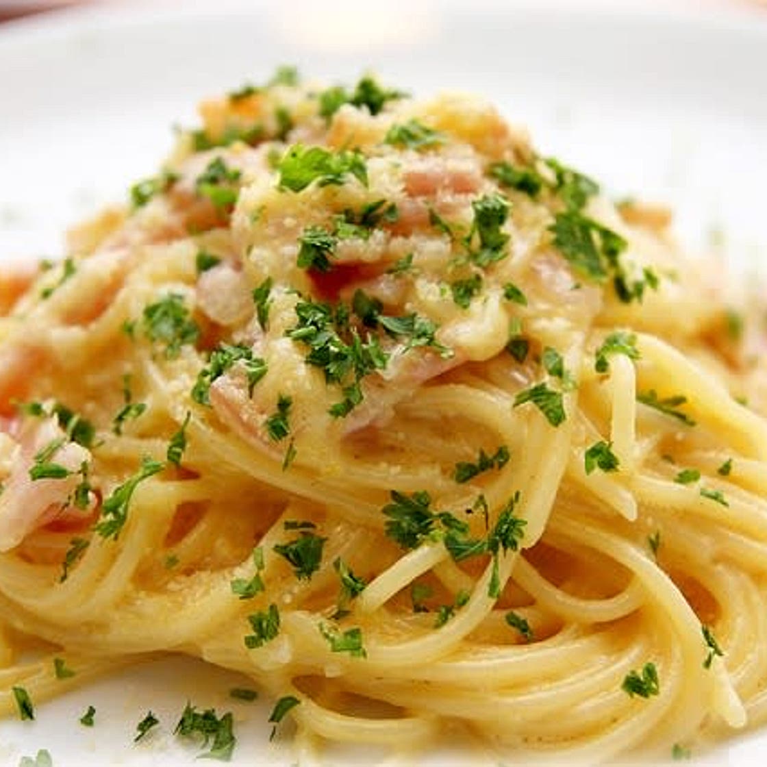 Spaghetti al limone e pancetta