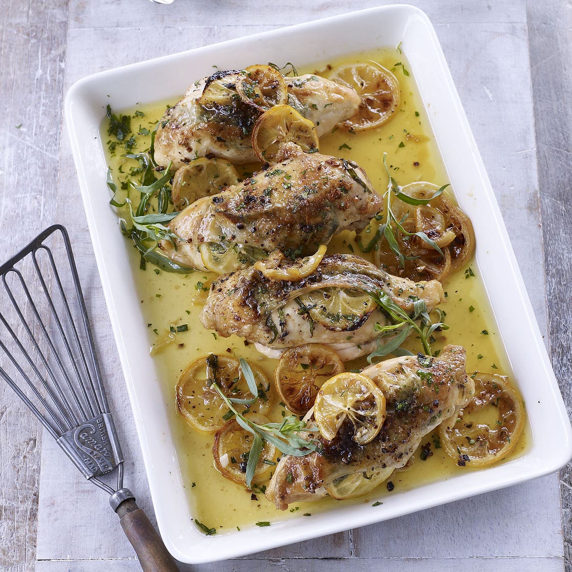 Lemon, garlic and herb-baked chicken recipe