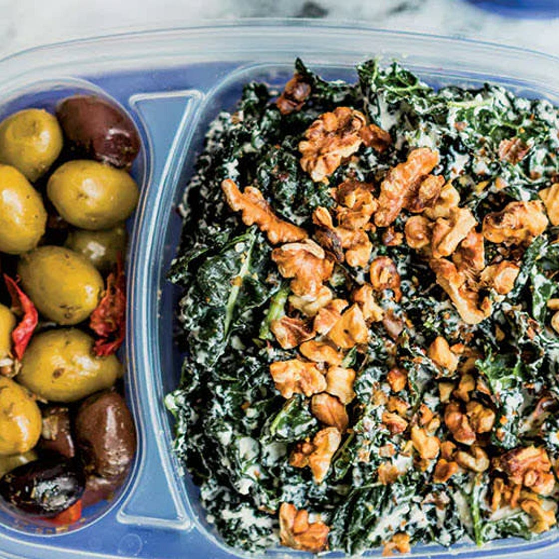 Creamy Kale Walnut Caesar Salad