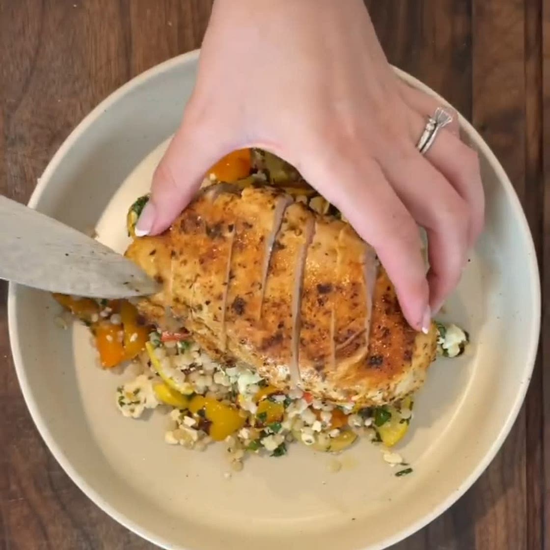 Mediterranean Pearled Couscous Salad with a Roasted Lemon Vinaigrette