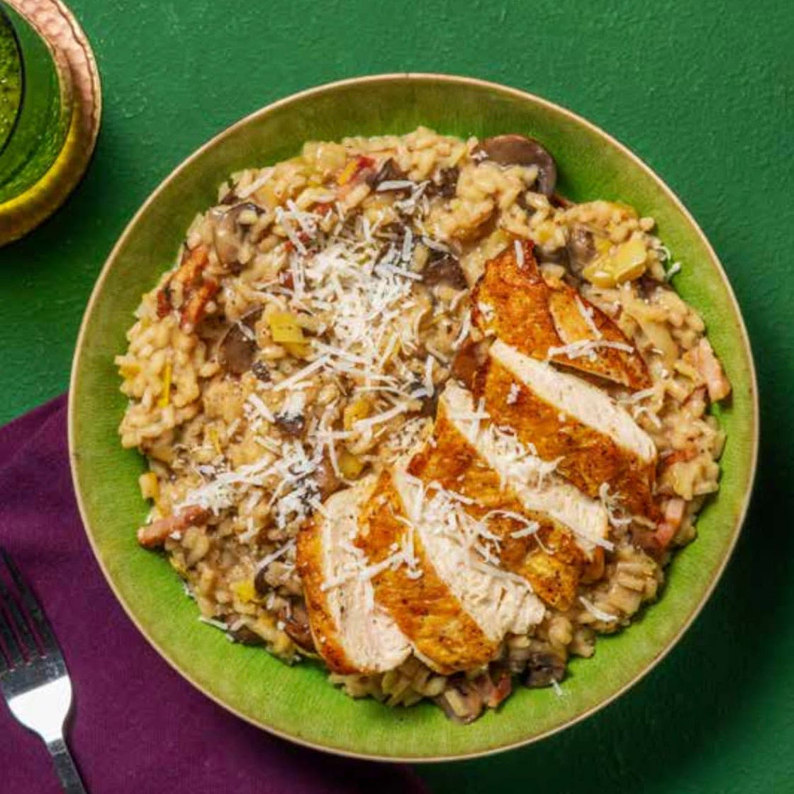 Chicken bacon mushroom risotto 