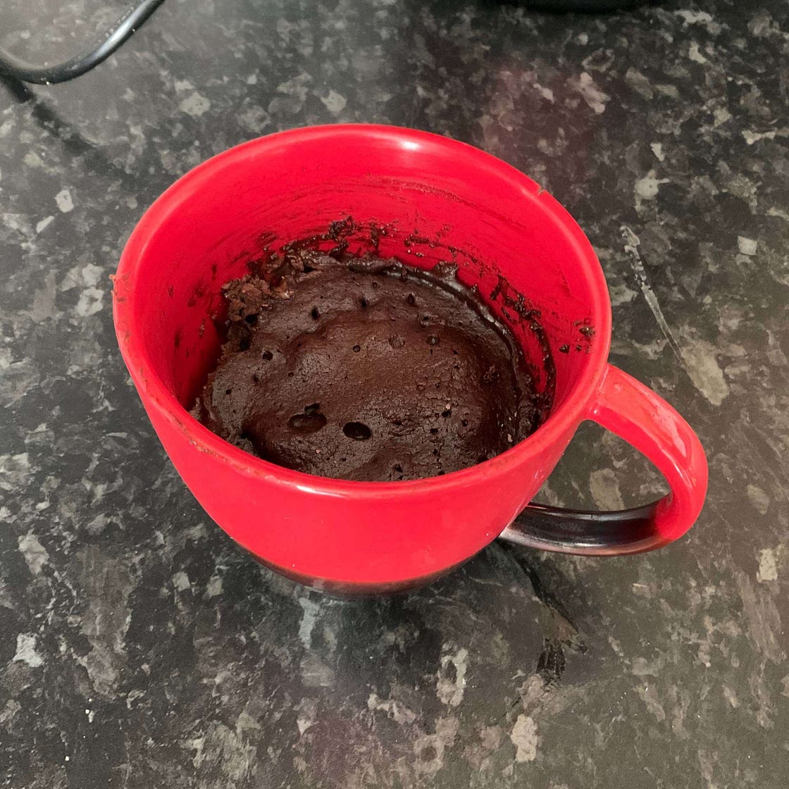 Chocolate Keto Mug Cake ready in 90 seconds