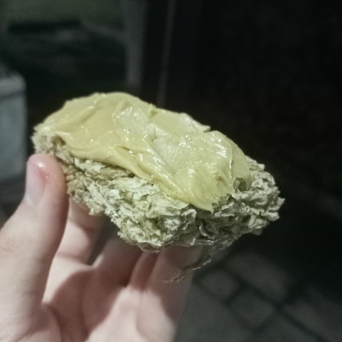 Peanut butter Weet-Bix.