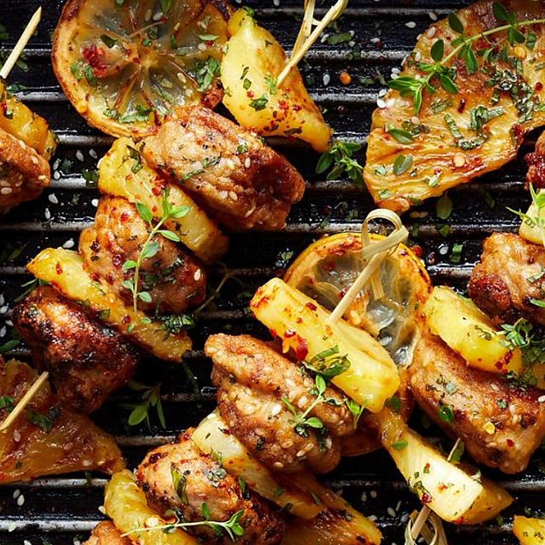 This Barbecue Pineapple & Chicken Kebabs Recipe Is Happy on a Stick
