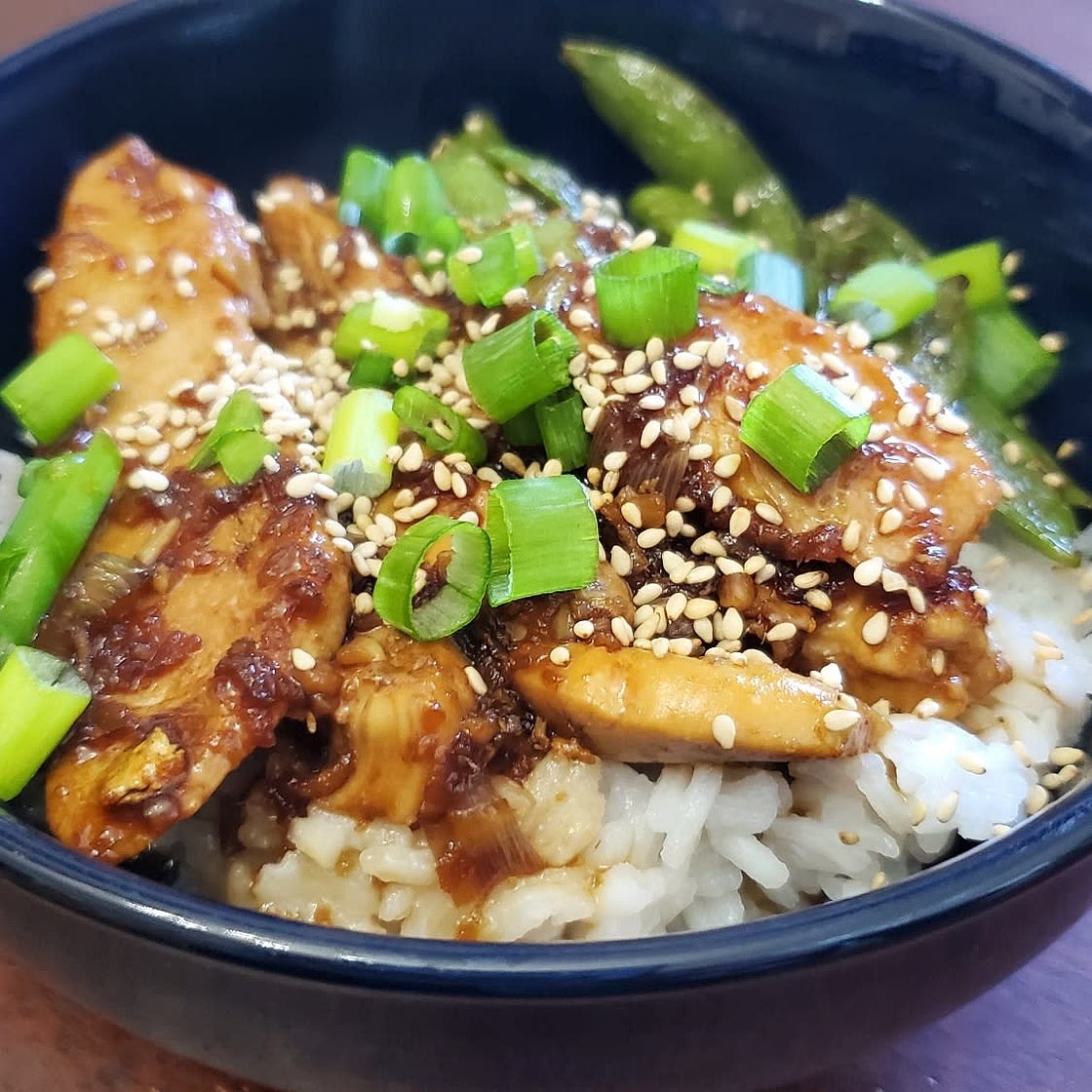 Teriyaki Chicken Stir-Fry with Jasmine Rice and Sugar Snap Peas
