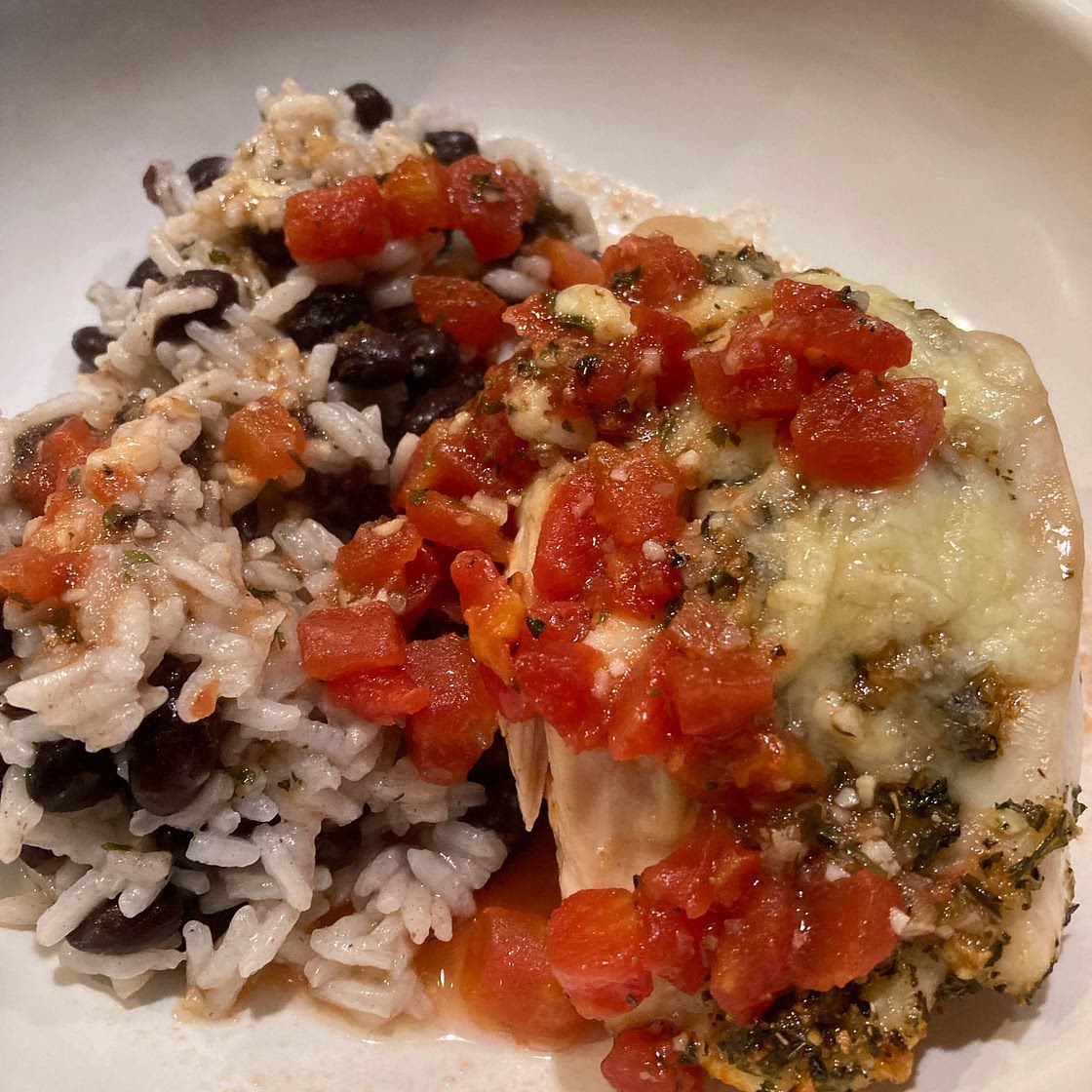 Balsamic Baked Chicken Breast With Balsamic Tomato Sauce and Mozzarella Cheese