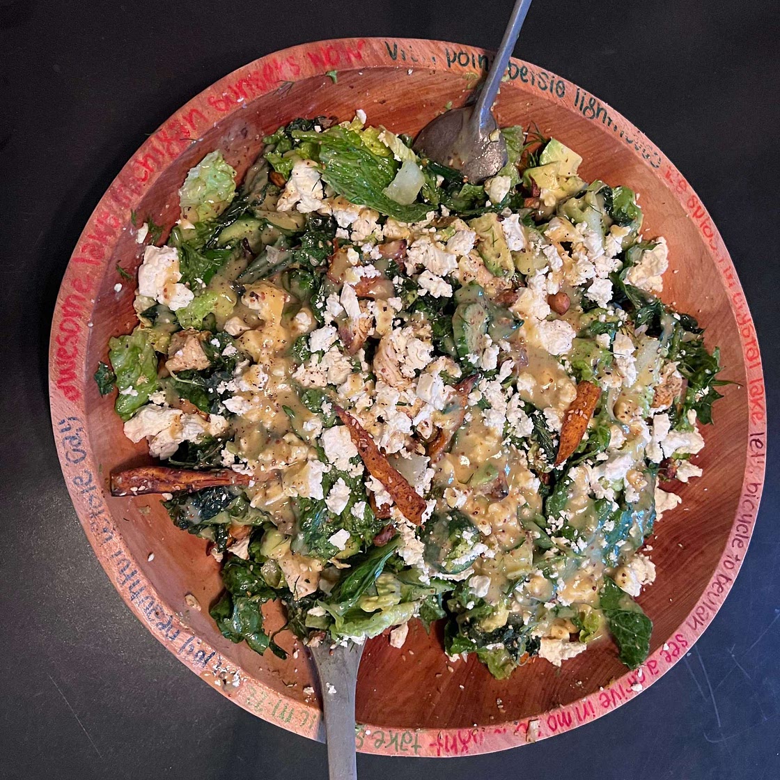 Sweet Potato Kale Salad with Creamy Honey Mustard Dressing
