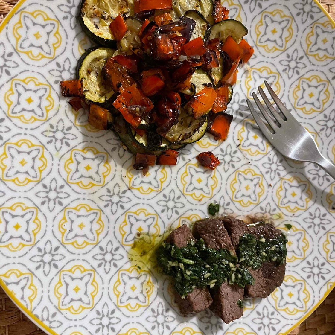 Pavé de boeuf sauce pistou