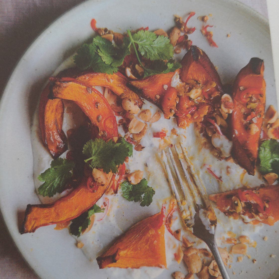 Roasted squash with lemongrass peanut and lime