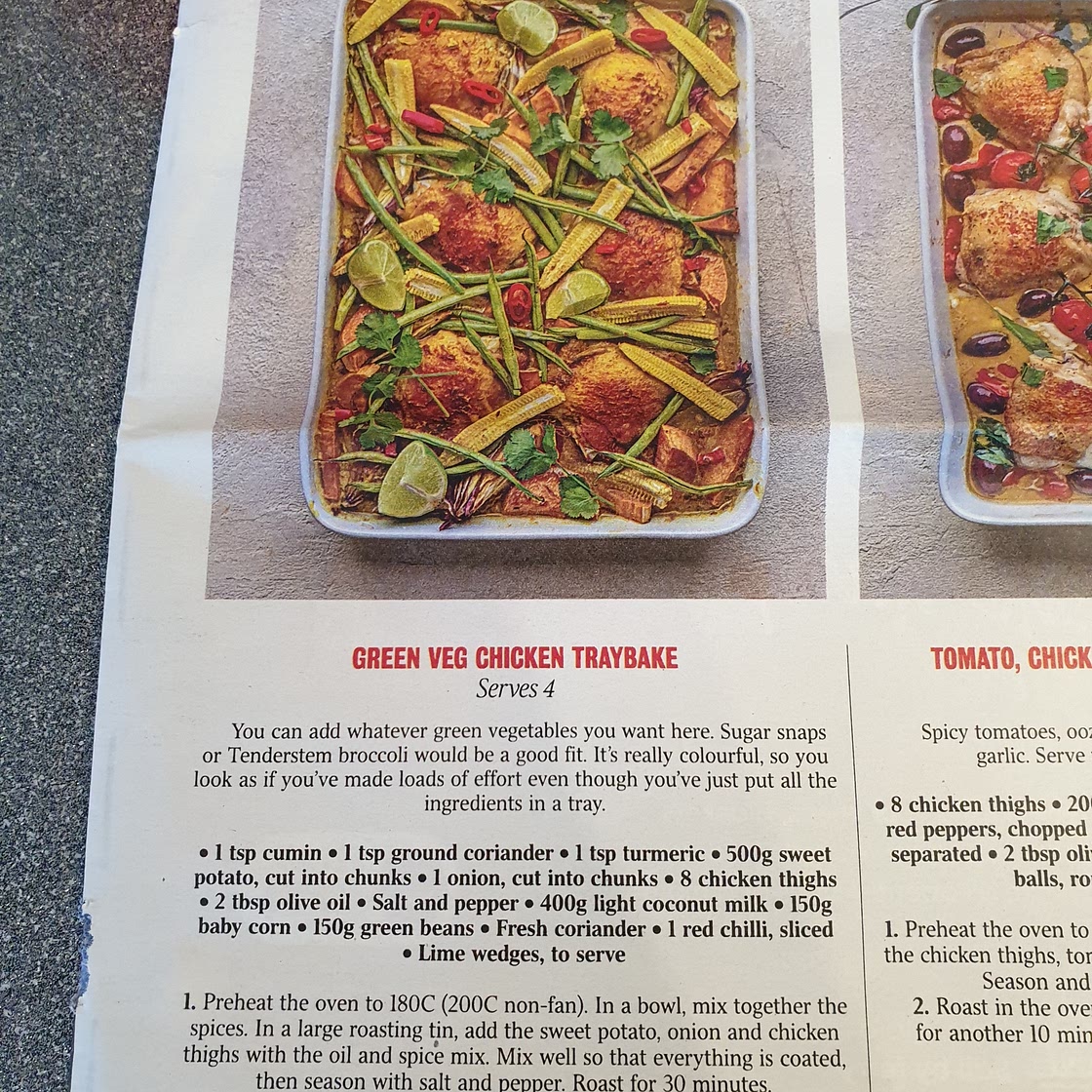 Green veg chicken traybake