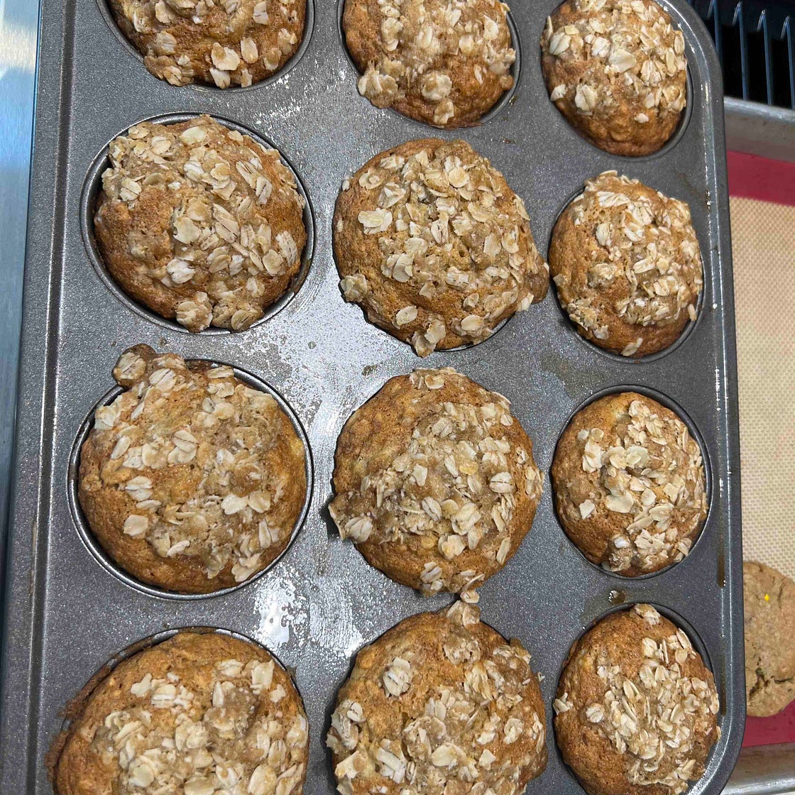 Oatmeal Banana Muffins with Streusel Topping - Jessie Bakes Treats
