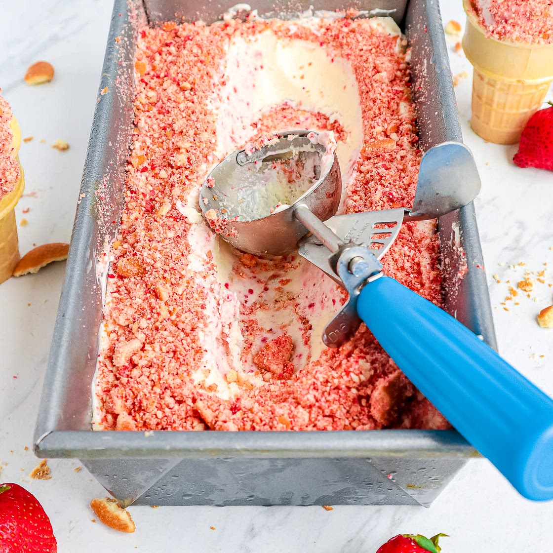 Strawberry Shortcake No-Churn Ice Cream
