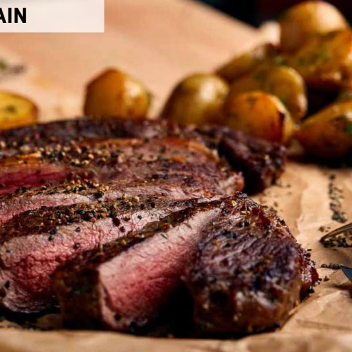 Pastrami Crusted Steak and Baby Potatoes