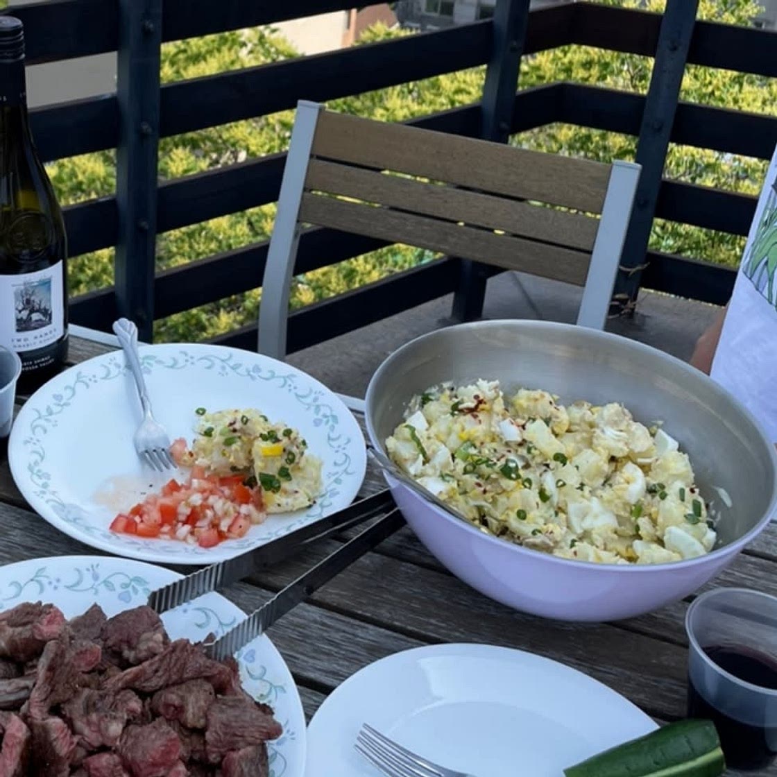 Devilled egg potato salad