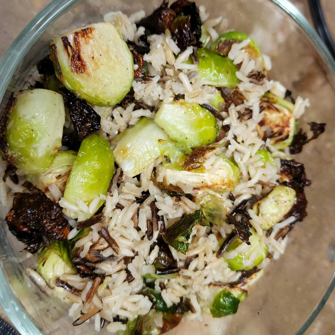 Roasted Brussels Sprouts with Wild Rice Bowl