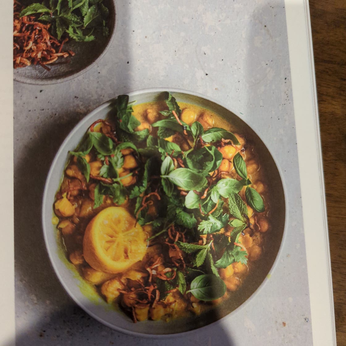 Lemon, Chickpea and green herb stew