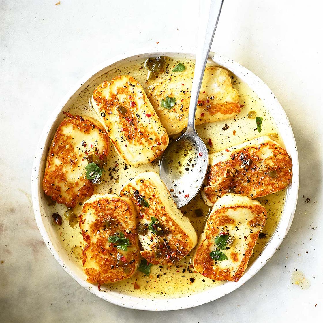 Pan-Fried Halloumi with Peppered Honey