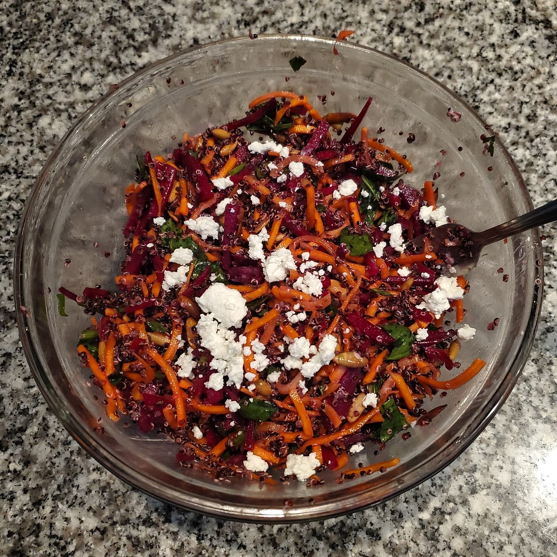 Colorful Beet Salad with Carrot, Quinoa & Spinach