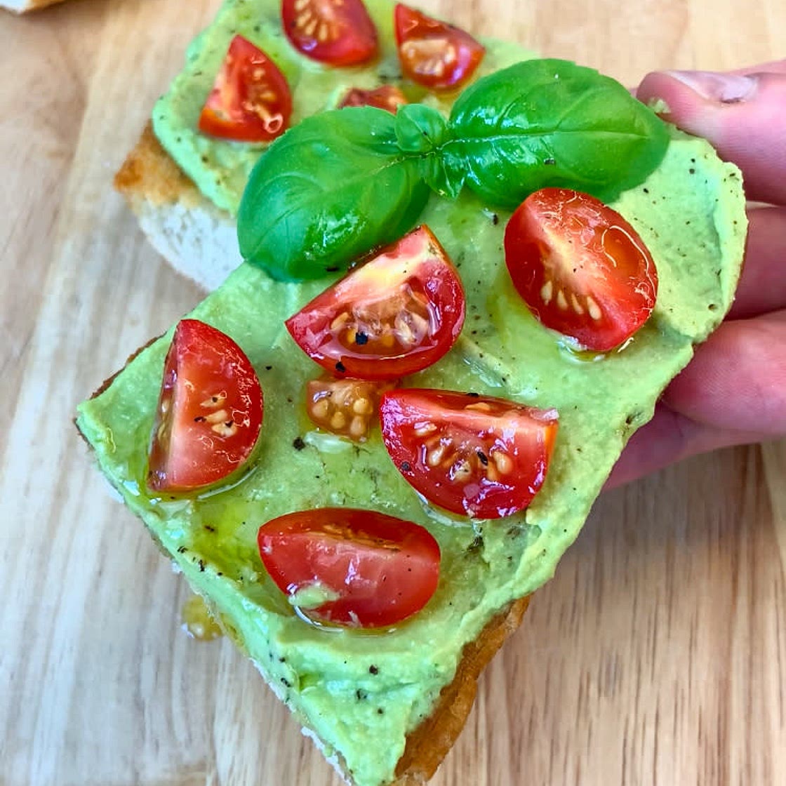 AVOCADO HUMMUS BRUSCHETTA