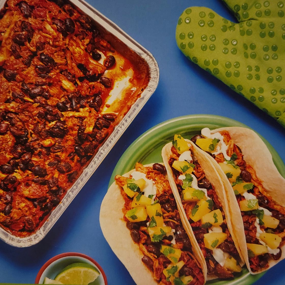 Pulled pork & black bean tacos