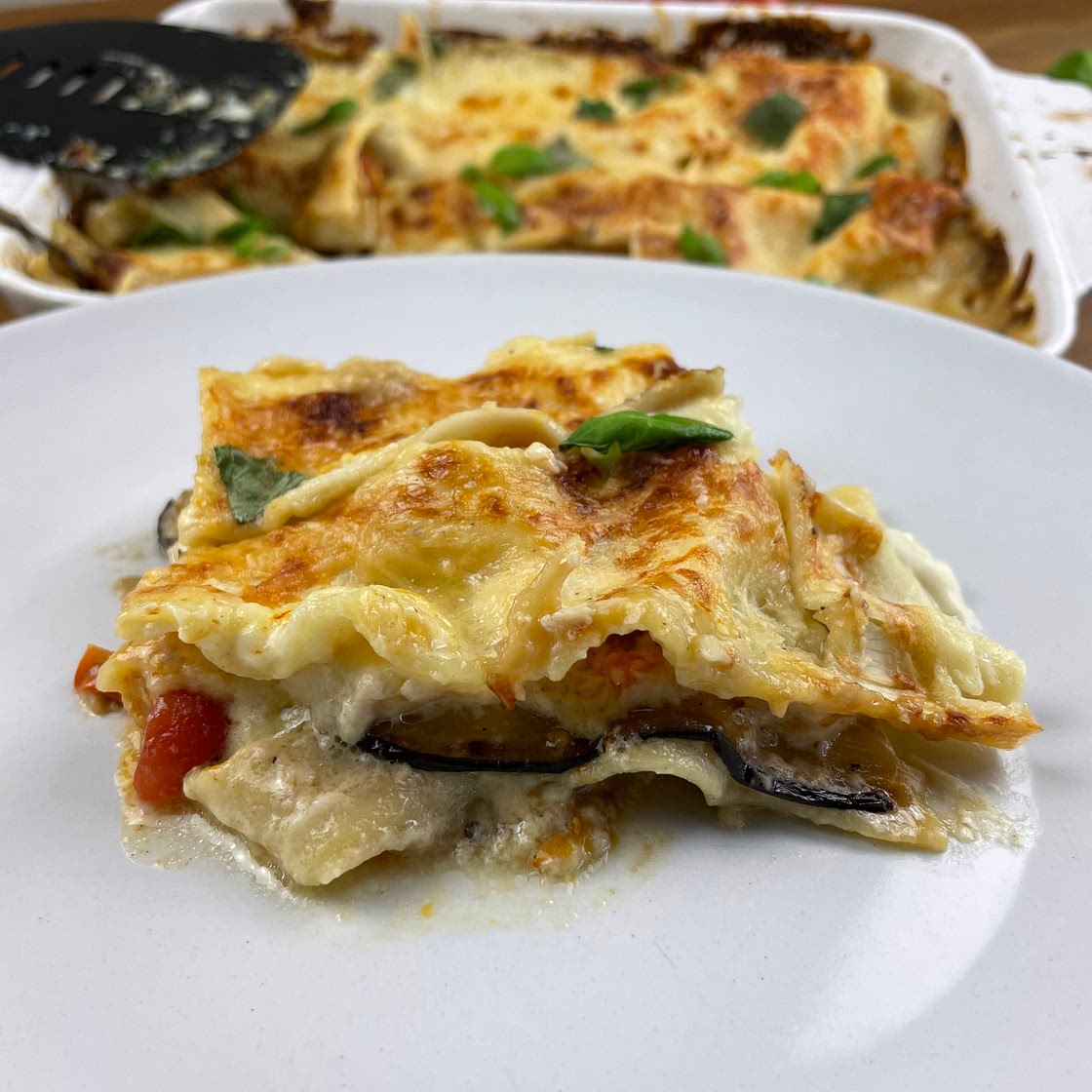 Aubergine Lasagna with Cherry Tomato and Mozzarella