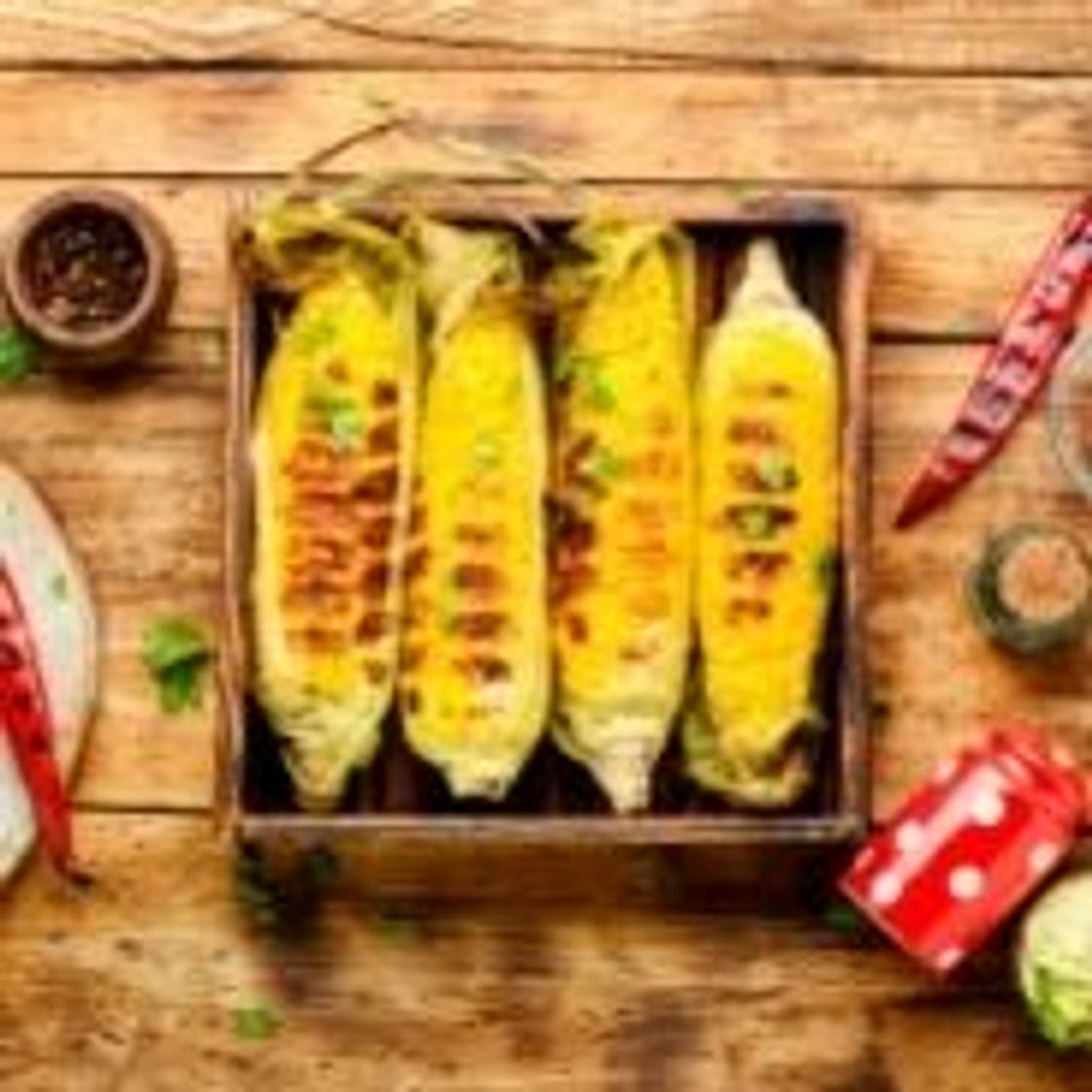 Pan fried corn cobs